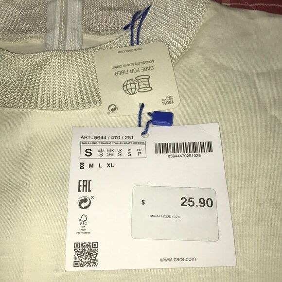 New with tags Zara basics short sleeved beige stretchy women’s t shirt small top - Picture 2 of 8